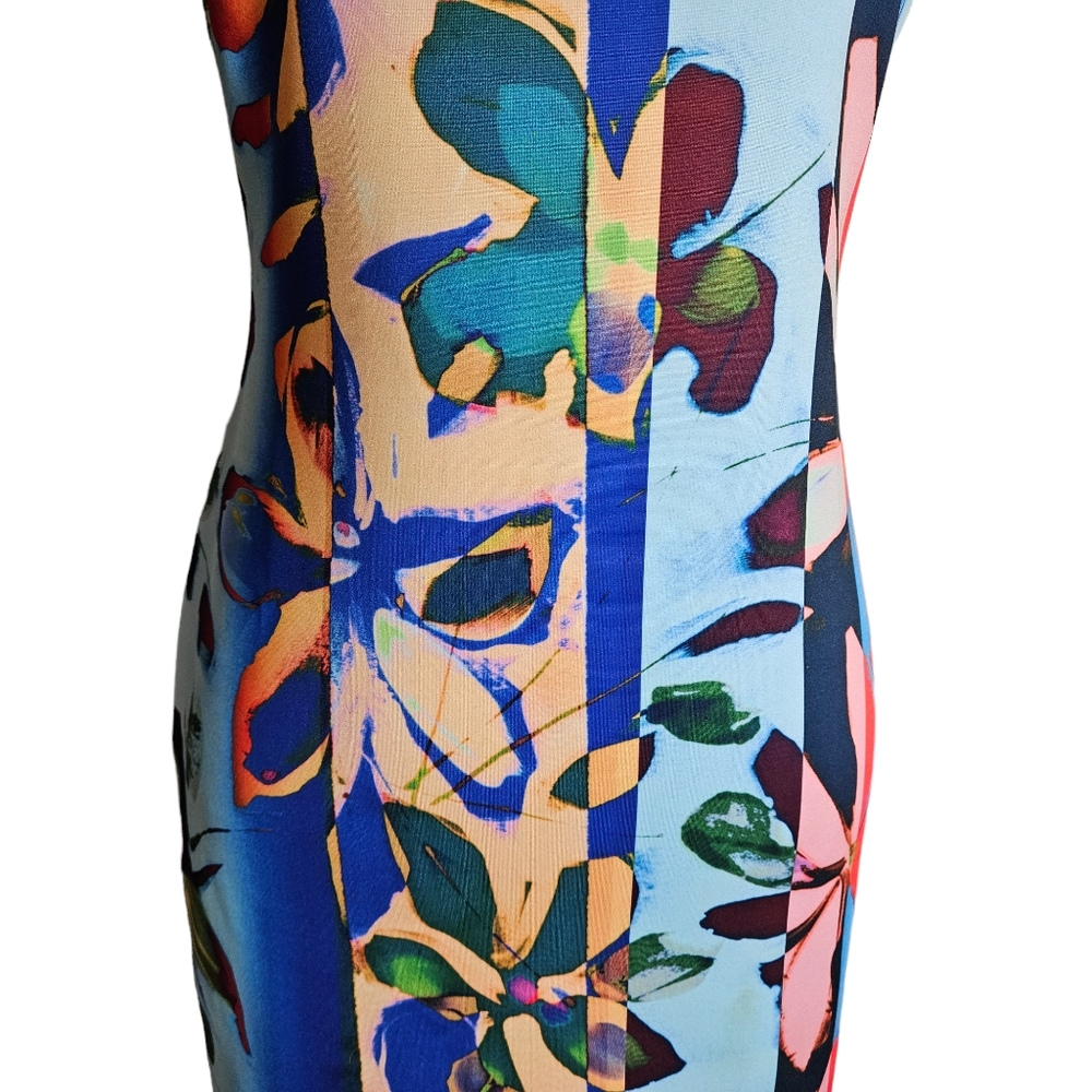 Clover Canyon Dream Daily Floral Print Scuba Sheath Dress Size Medium Stretchy - Picture 4 of 16